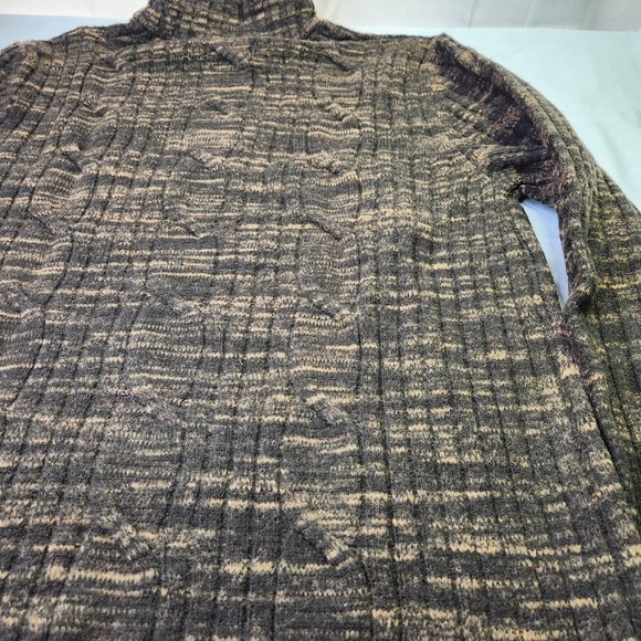 Vintage Express Size XL Mens Wool Blend Textured Collared Zip Up Sweater Brown - Picture 8 of 10